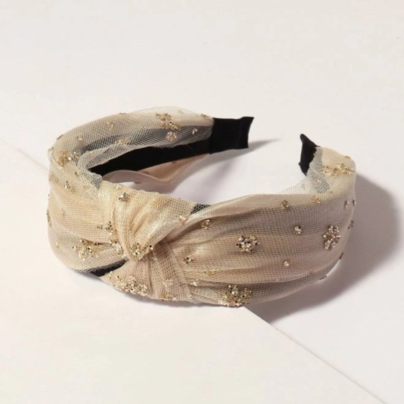 Accessories - 3 for $35 / Sequin Decor Mesh Headband gold party